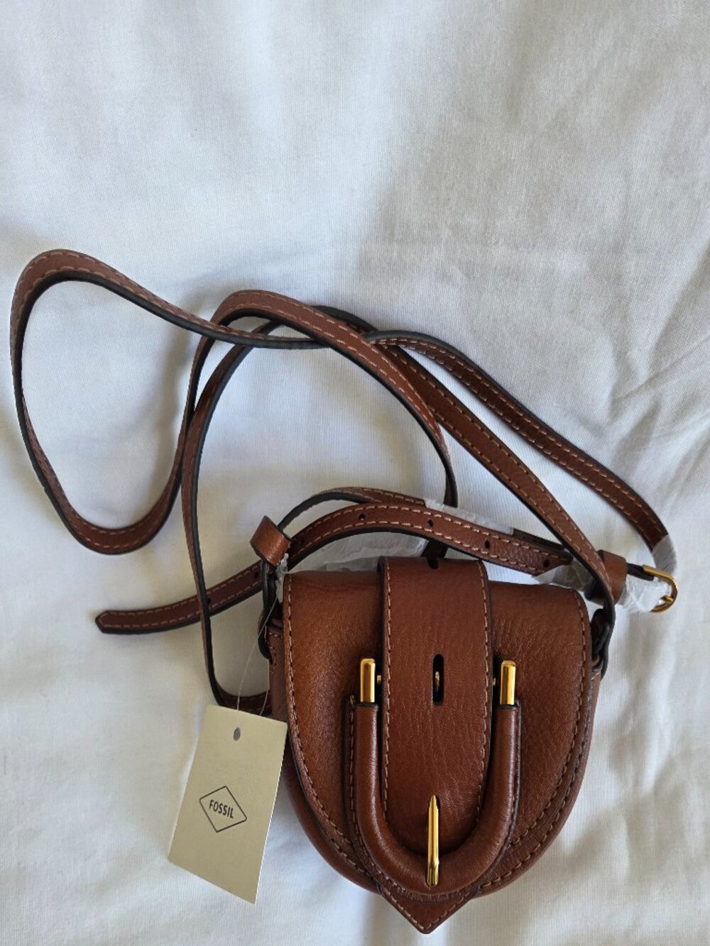 NWT Fossil Women's Harwell Leather Micro Flap Crossbody Bag